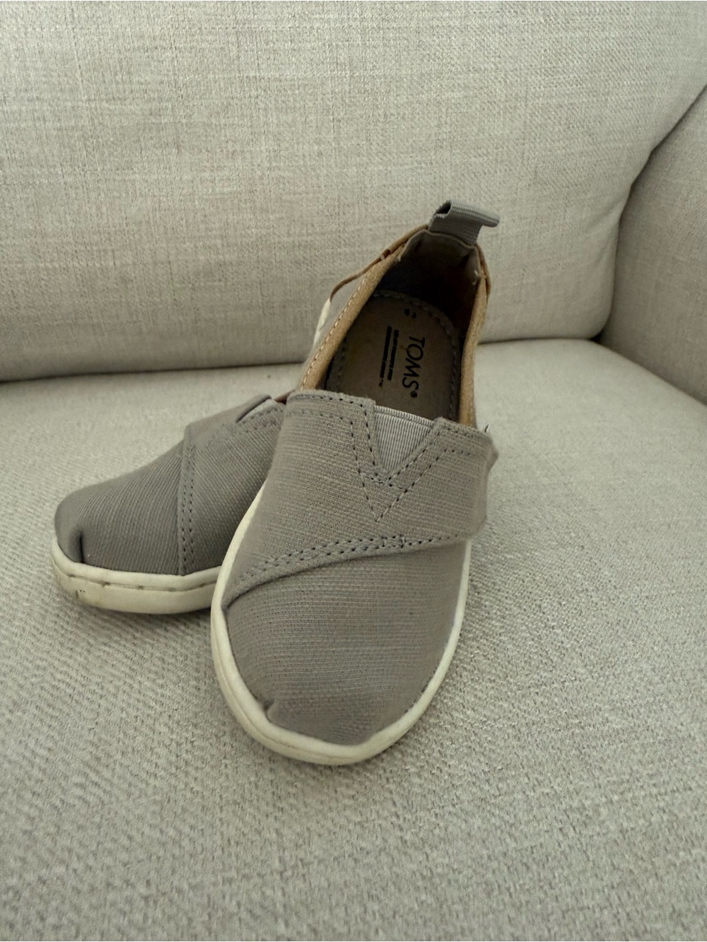TOMS toddler Gray Canvas Slip-On Shoes